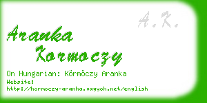 aranka kormoczy business card